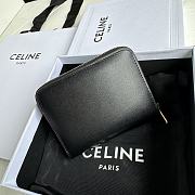 Celine Compact Zipped Wallet Cuir Triomphe In Smooth Calfskin Black - 11x8.5x2cm - 4