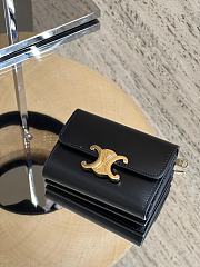 Celine Compact Wallet With Coin Triomphe In Shiny Calfskin Black - 10x7.5x3cm - 1