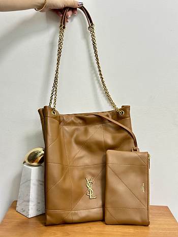 YSL Jamie Pochon In Lambskin Brown - 34x26x2cm