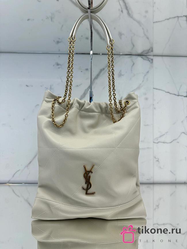 YSL Jamie Pochon In Lambskin White - 34x26x2cm - 1