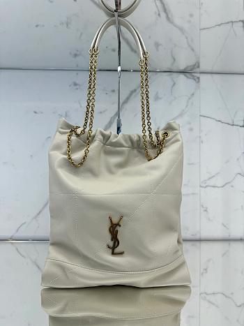 YSL Jamie Pochon In Lambskin White - 34x26x2cm