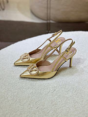 VLTN Vlogo Signature Slingback Pump In Gold Laminated Nappa Leather 80mm  - 2