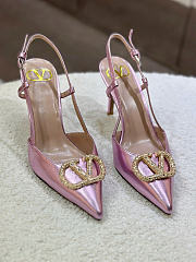 VLTN Vlogo Signature Slingback Pump In Pink Laminated Nappa Leather 80mm - 1