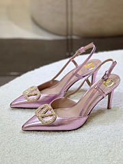 VLTN Vlogo Signature Slingback Pump In Pink Laminated Nappa Leather 80mm - 2