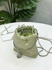 Chanel 22 Mini Bag Avocado Calfskin Silver Metal - 20x19x6cm - 5