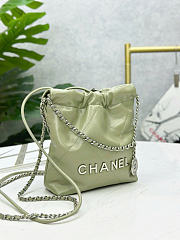 Chanel 22 Mini Bag Avocado Calfskin Silver Metal - 20x19x6cm - 4