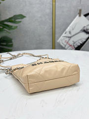 Chanel 22 Mini Bag Beige Calfskin Silver Metal - 20x19x6cm - 2