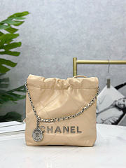 Chanel 22 Mini Bag Beige Calfskin Silver Metal - 20x19x6cm - 3