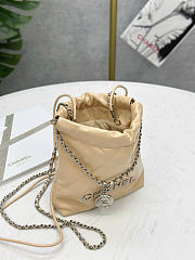 Chanel 22 Mini Bag Beige Calfskin Silver Metal - 20x19x6cm - 4