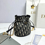 Dior 30 Montaigne Mini Bucket Bag with Drawstring Blue Dior Oblique Jacquard - 18.5x16x13cm  - 3