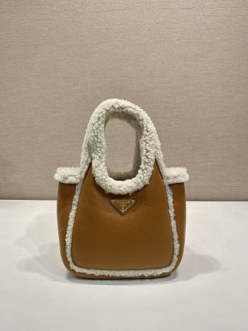 Prada Shearling Mini Bag Cognac - 18x15.5x10cm