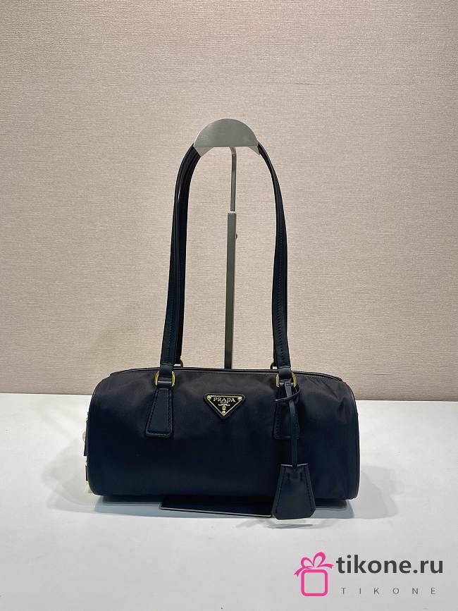 Prada Re Nylon And Leather Medium Top Handle Bag With Padlock Black - 29x12.5x10cm - 1