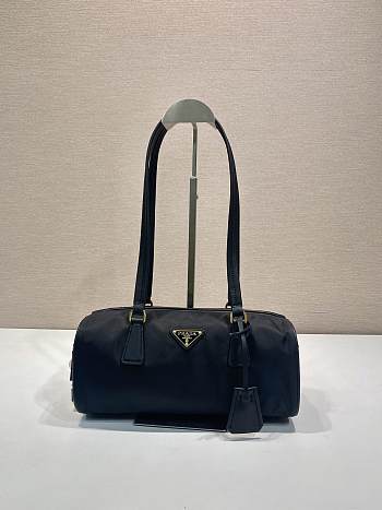 Prada Re Nylon And Leather Medium Top Handle Bag With Padlock Black - 29x12.5x10cm