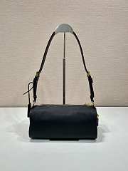 Prada Medium Re Nylon And Leather Shoulder Bag With Padlock Black - 27x12x10.5cm - 6