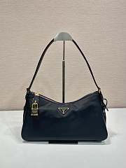 Prada Aimee Large Re Nylon And Leather Shoulder Bag With Padlock Black - 34x19.5x10cm - 1