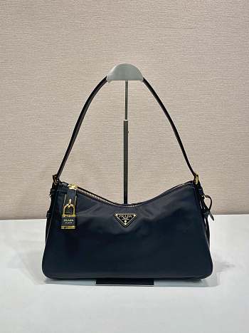 Prada Aimee Large Re Nylon And Leather Shoulder Bag With Padlock Black - 34x19.5x10cm