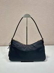 Prada Aimee Large Re Nylon And Leather Shoulder Bag With Padlock Black - 34x19.5x10cm - 6