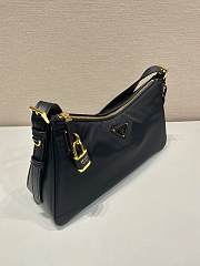 Prada Aimee Large Re Nylon And Leather Shoulder Bag With Padlock Black - 34x19.5x10cm - 3