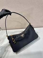 Prada Aimee Large Re Nylon And Leather Shoulder Bag With Padlock Black - 34x19.5x10cm - 2