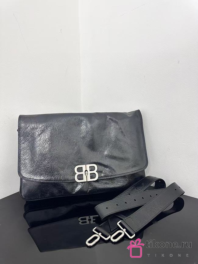 Balenciaga BB Soft Large Flap Bag Peach Calfskin Black Silver Hardware - 36x23.8x3cm - 1