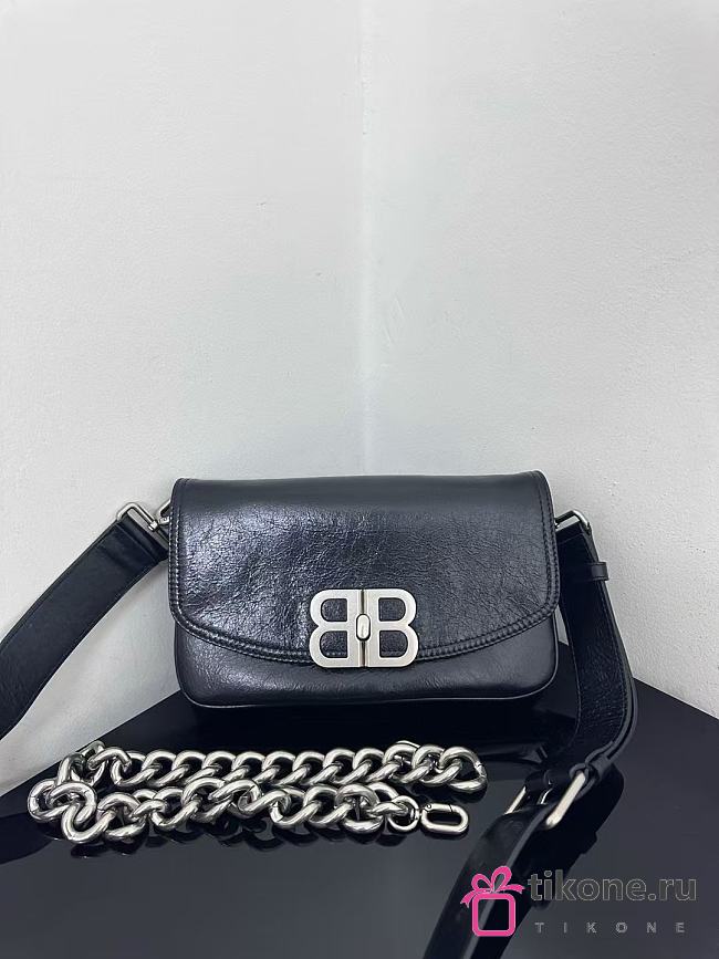 Balenciaga BB Soft Small Flap Bag Peach Calfskin Black - 23x14x3cm - 1