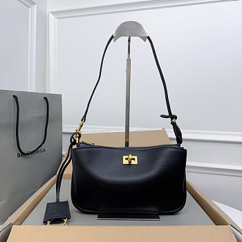 Balenciaga Rodeo Black Smooth Calfskin Shoulder Bag Black - 22x11.9x12.7cm