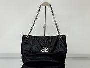 Balenciaga Monaco Medium Chain Bag Black Arena Calfskin Silver Hardware - 32.5x22x9.9cm - 1