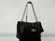 Balenciaga Monaco Medium Chain Bag Black Arena Calfskin Silver Hardware - 32.5x22x9.9cm - 6