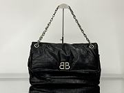 Balenciaga Monaco Large Chain Bag Black Arena Calfskin Silver Hardware - 43.5x32x13cm - 1