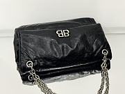 Balenciaga Monaco Large Chain Bag Black Arena Calfskin Silver Hardware - 43.5x32x13cm - 6