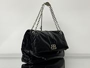 Balenciaga Monaco Large Chain Bag Black Arena Calfskin Silver Hardware - 43.5x32x13cm - 5