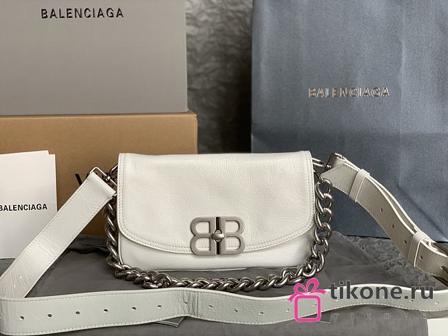 Balenciaga BB Soft Small Flap Bag Peach Calfskin White - 23x14x3cm - 1