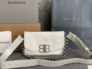 Balenciaga BB Soft Small Flap Bag Peach Calfskin White - 23x14x3cm