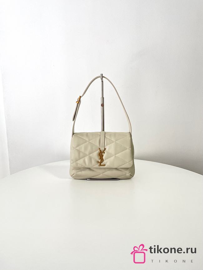 YSL Le 57 Hobo Bag In Quilted Lambskin White - 24x18x5.5cm - 1