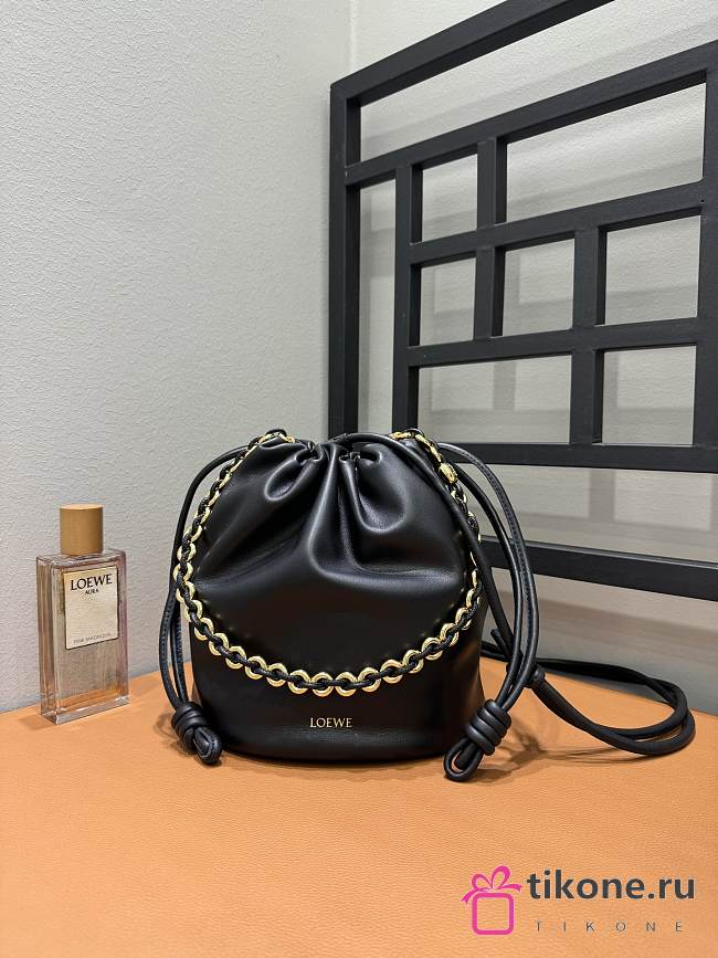 Loewe Flamenco Purse Bucket In Mellow Nappa Lambskin Black - 32x24x17cm - 1