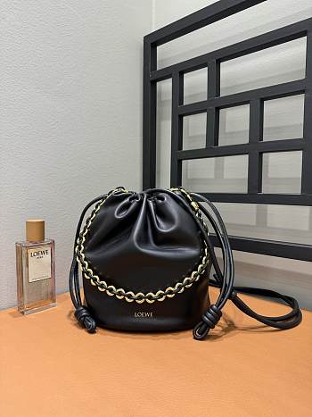 Loewe Flamenco Purse Bucket In Mellow Nappa Lambskin Black - 32x24x17cm