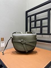 Loewe Small Gate Dual Bag In Soft Calfskin And Jacquard Autumn Green - 25x19x11.5cm - 1