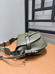 Loewe Small Gate Dual Bag In Soft Calfskin And Jacquard Autumn Green - 25x19x11.5cm - 5