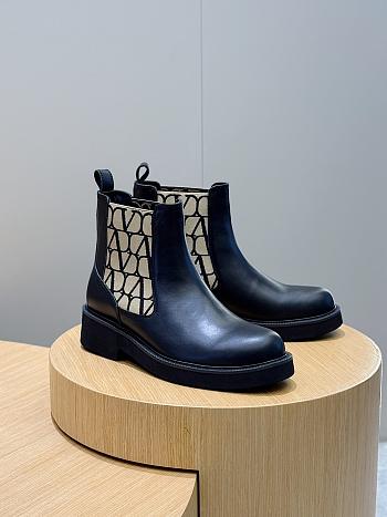 VLTN Toile Iconographe Chelsea Boot Natural/ Black Calfskin