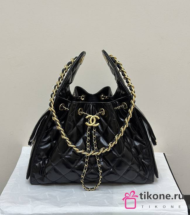 Chanel Drawstring Bucket Hobo Small Black - 30×26×14cm - 1