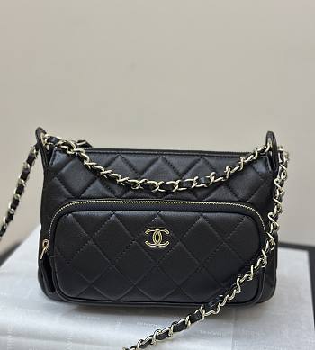 Chanel Clutch With Chain Lambskin Gold Tone Metal Black - 21×15×7.5cm