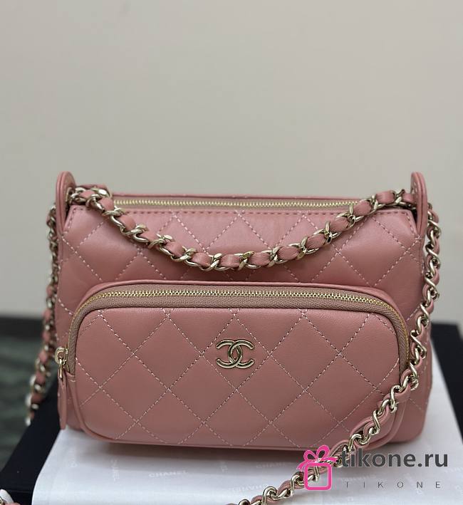 Chanel Clutch With Chain Lambskin Gold Tone Metal Pink - 21×15×7.5cm - 1