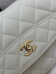 Chanel Mini Backpack Grained Calfskin Gold Tone Metal White - 18x14x3cm - 4