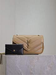 YSL Loulou Mini In Lambskin Beige - 20x12x5cm - 1