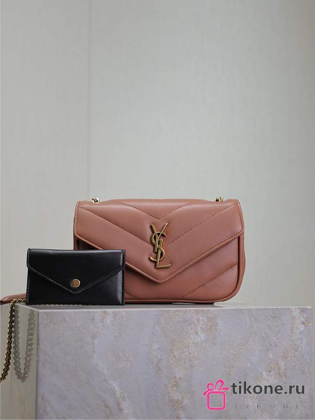 YSL Loulou Mini In Lambskin Pink - 20x12x5cm - 1