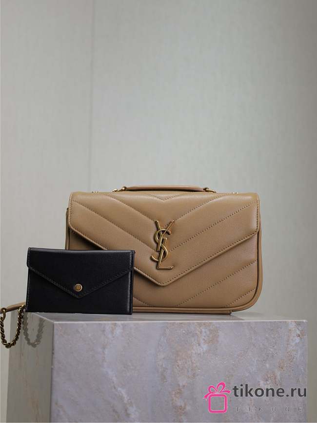 YSL Loulou Small In Matelasse Lambskin Beige - 24x14x6cm - 1