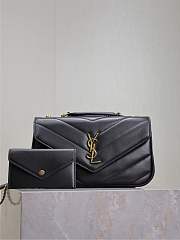 YSL Loulou Small In Matelasse Lambskin Black - 24x14x6cm - 1