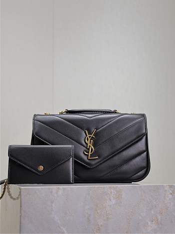 YSL Loulou Small In Matelasse Lambskin Black - 24x14x6cm