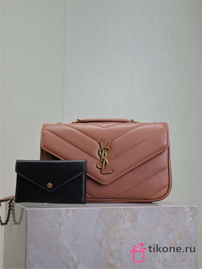 YSL Loulou Small In Matelasse Lambskin Pink - 24x14x6cm   - 1