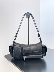 Balenciaga Superbusy Crossbody Bag In Black Arena Lambskin Aged Silver Hardware - 25.3x14.5x9.4cm - 1